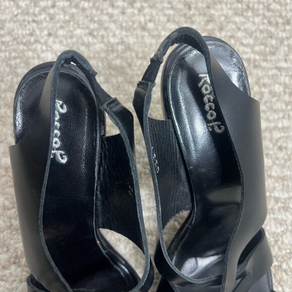 Rocco P. Women's Black Strappy Slip On Slingback Open Toe Heels Size 36 - Picture 8 of 12